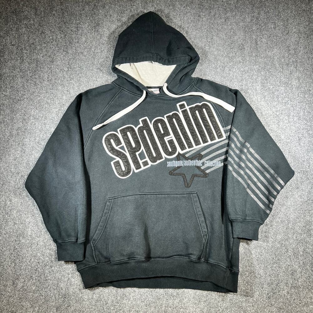 Y2K Southpole Authentic Collection Hoodie Black Pullover Streetwear XL